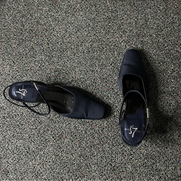 Black Vintage Y2K 90s Strappy Low Block Kitten Square-Toe Heels Comfortable Sz 8 - Picture 8 of 16